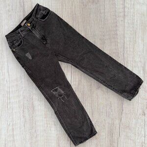 DL1961 Black Stone JERRY High Rise Vintage Straight Leg Distressed Denim Jeans